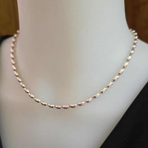 Italian 925 Silver Beaded Necklace - Picture 3 of 10